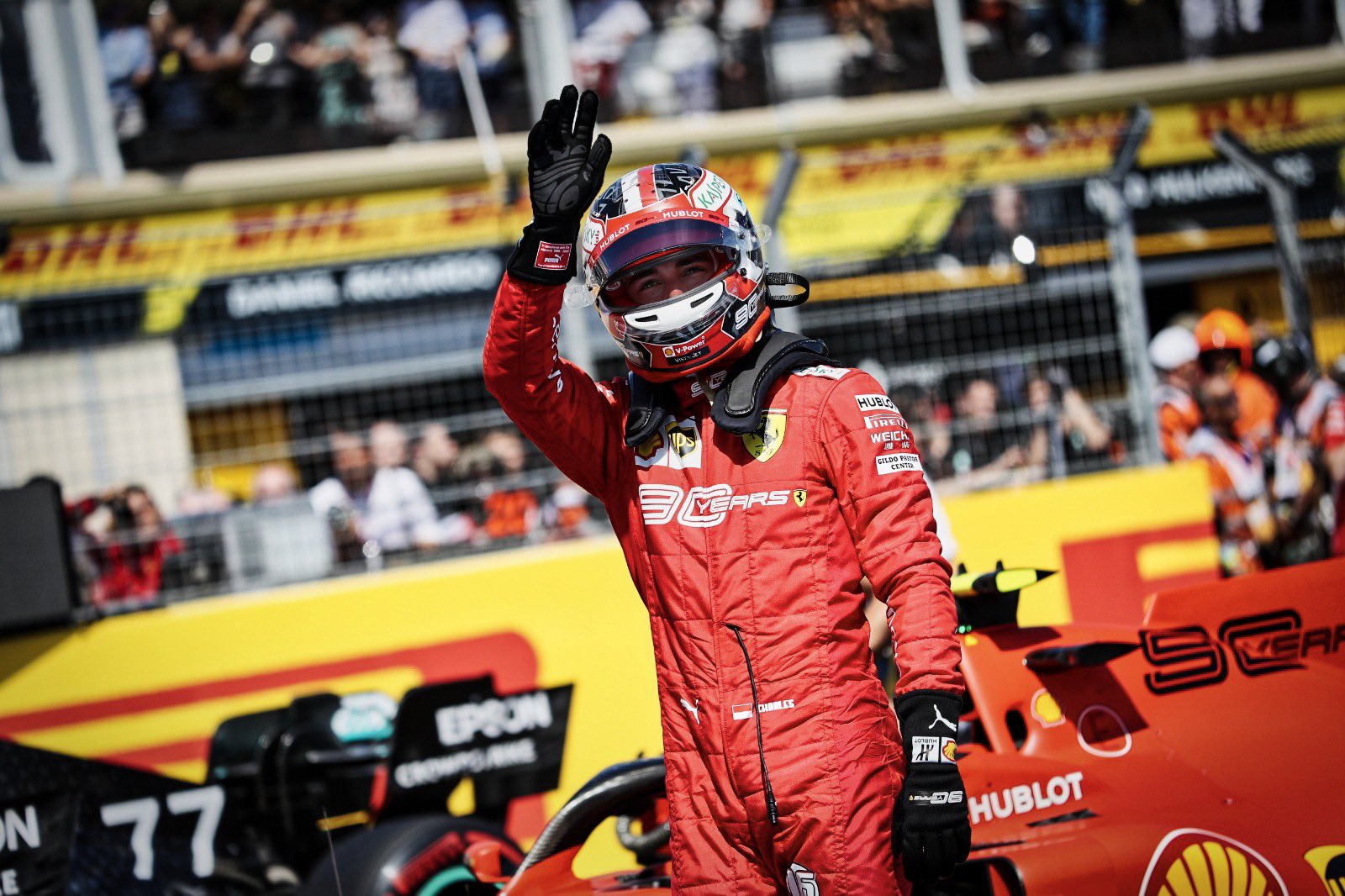 Pembalap Ferrari, Charles Leclerc akan start terdepan di GP Austria. (Foto: Twitter/@Charles_Leclerc)