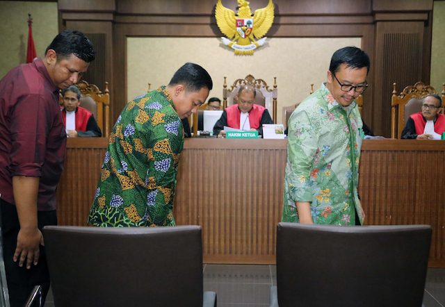 Menpora Imam Nahrowi, memberikan keterangan dalam sidang kasus suap dana hibah atlit di Pengadilan Tipikor, Jakarta, Kamis, 4 Juli 2019. (Foto: Ant)