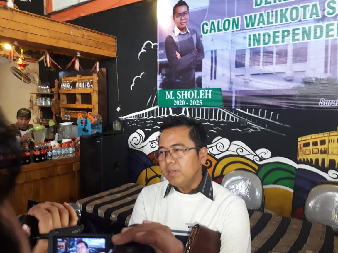 Sholeh dalam acara deklarasi dirinya maju sebagai Calon Wali Kota Surabaya di Pilkada 2020. (Foto: Alief/ngopibareng.id)
