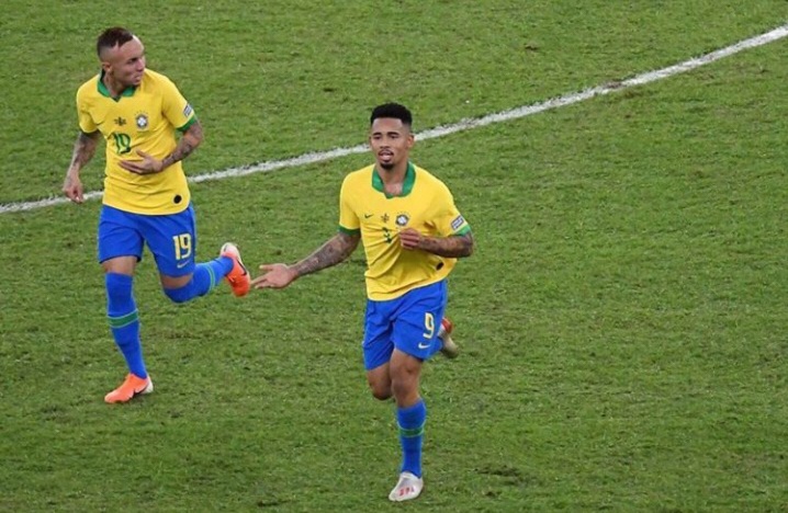 Pemain Brasil Gabriel Jesus merayakan gol yang dia ciptakan ke gawang Peru. (Foto: Instgaram @CopaAmerica2019)