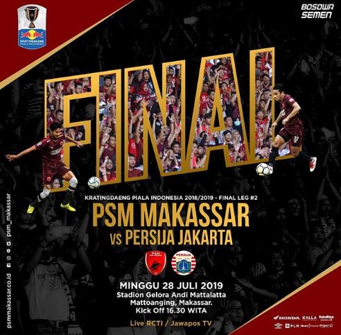 Final Piala Indonesia 2018 leg kedua di Stadion Andi Mattalatta Mattoangin, Makassar, Sulawesi Selatan, Minggu 28 Juli 2019. (Foto: Instagram PSM Makassar)
