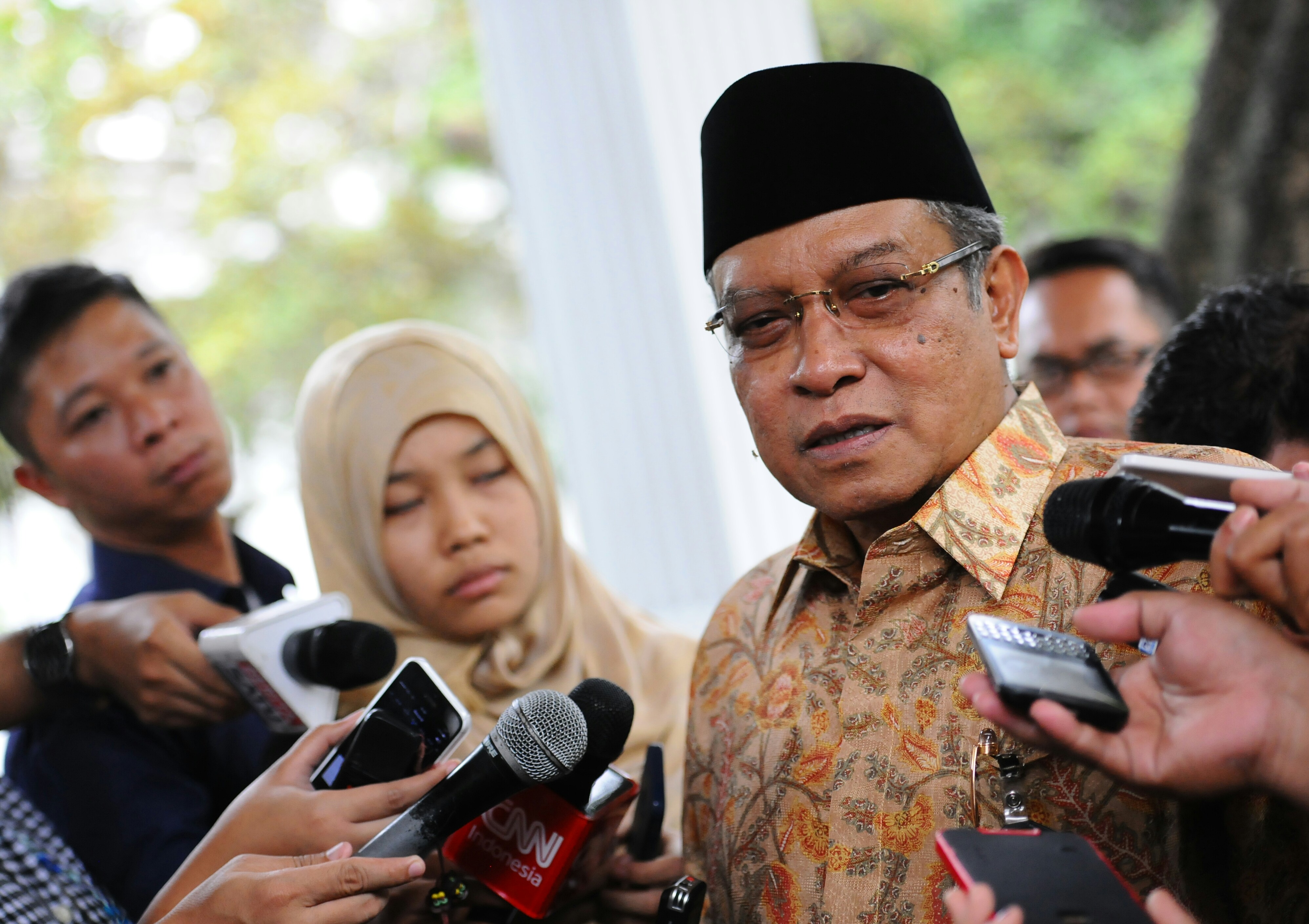 Ketua Umum Pengurus Besar Nahdlatul Ulama (PBNU) KH Said Aqil Siroj di depan para jurnalis. (Foto: ist/ngopibareng.id)
