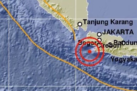 Pusat gempa Banten. (Foto: Twitter BMKG)