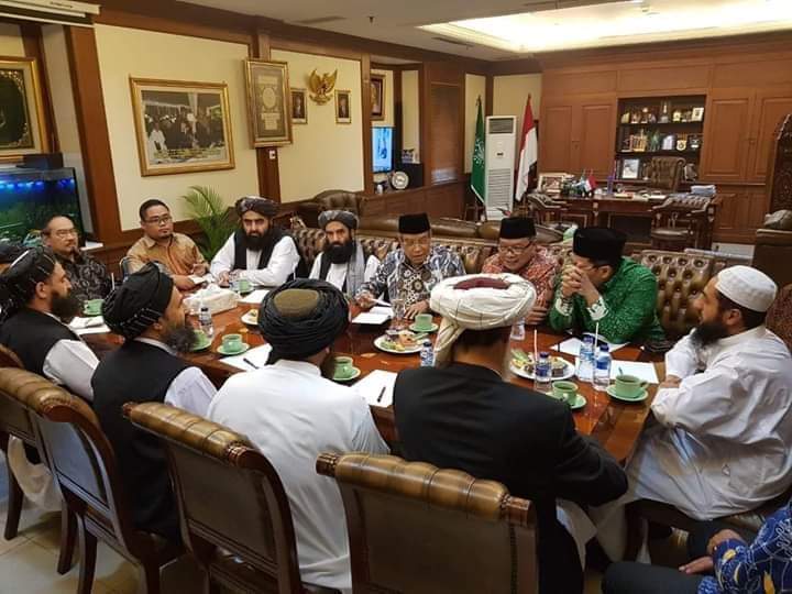 Kunjungan 8 orang Taliban, dipimpin wakil komandan Taliban, Mullah Abdul Ghani Baradar di PBNU Jakarta, Selasa 30 Juli 2019. (Foto: nu for ngopibareng.id)