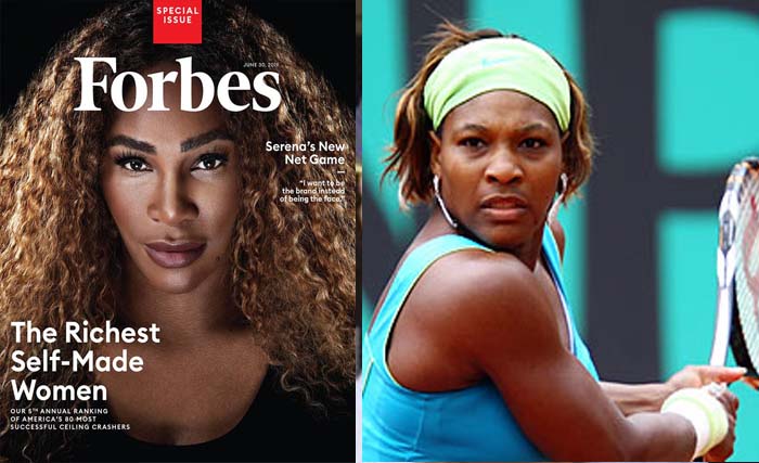 Cover majalah Forbes, dan Serena Williams. (Foto:AFP)