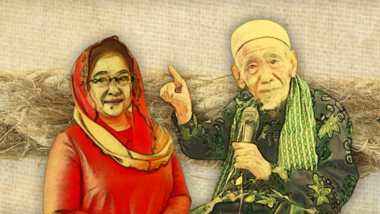 Almarhum Kiai Maimoen dan Megawati. (Grafis: Fa Vidhi)
