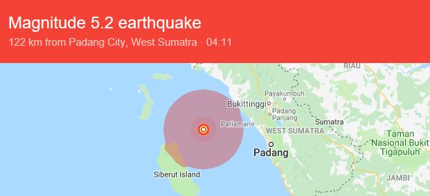 Pengumuman gempa di Pariaman, Sumatera Barat. (Foto: Google) 
