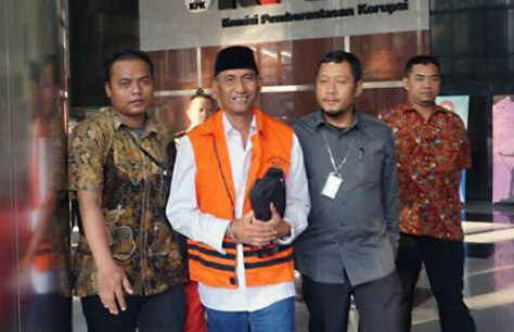 Bupati Kudus Muhammad Tamzil usai menjalani pemeriksaan KPK. (Foto: Ant)