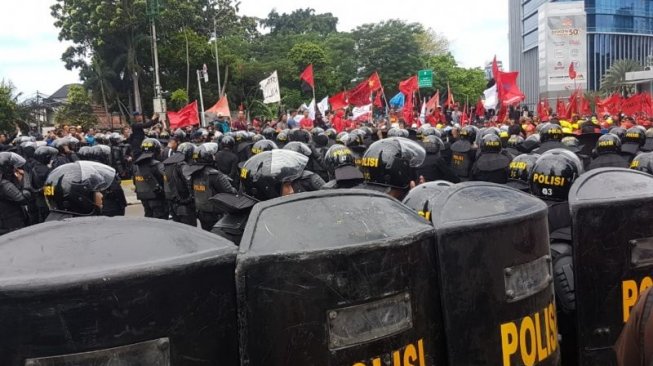 Demo buruh di Jakarta. (Foto: Antara)