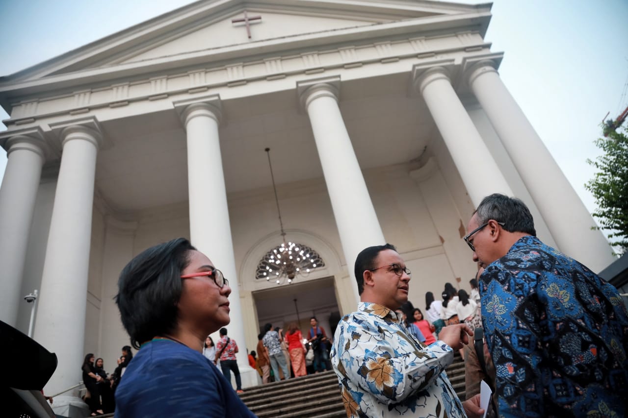 Gubernur DKI jakarta Anies Baswedan di Gereja Immanuel Jl Merdeka Timur, Gambir Jakarta Pusat. (Foto: asmanu/ngopibareng.id)