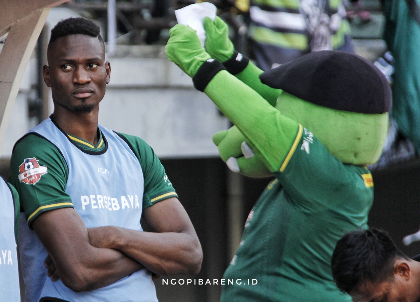 Striker asing Persebaya, Amido Balde yang dicoret dari daftar pemain Persebaya di bursa transfer putaran kedua ini. (Foto: Haris/ngopibareng.id)