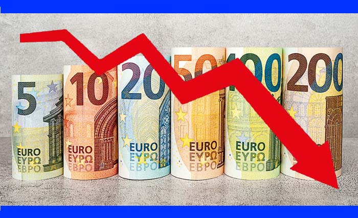 Ilustrasi jatuhnya mata uang Euro. (Ngobar)