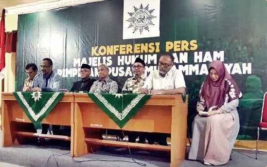 konferensi pers Majelis Hukum dan HAM (MHH) PP Muhammadiyah. (Foto: md for ngopibareng.id) 