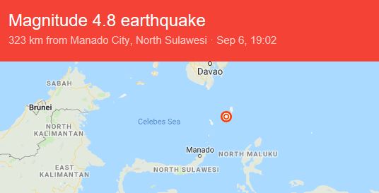 Gempa mengguncang Melonguane, Sulawesi Utara. (Foto: Google)