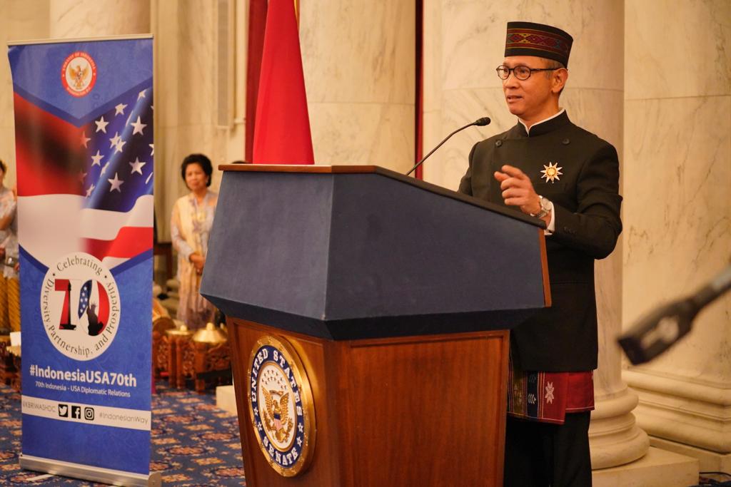 Duta Besar RI untuk AS Mahendra Siregar, resepsi diplomatik di AS. (Foto: kemlu/ngopibareng.id) .