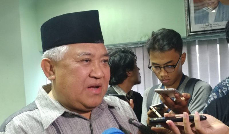 Ketua Dewan Pertimbangan Majelis Ulama Indonesia (MUI), Din Syamsuddin saat memberikan keterangan. (Foto: Antara)
