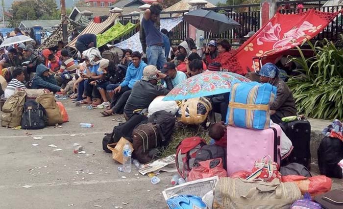 Para pendatang mengungsi di Kabupaten Lanny Jaya, Papua, sebagai tempat yang aman bagi pengungsi akibat kerusuhan. (Foto:BisnisPapua)