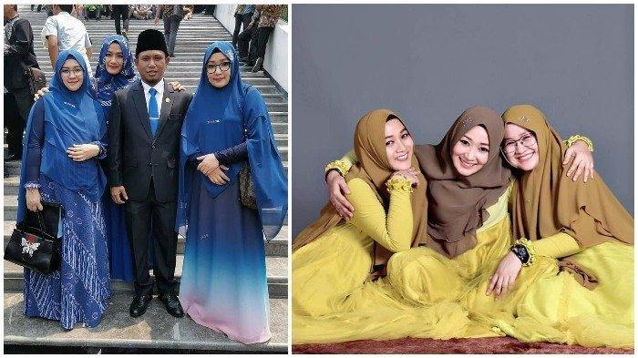 Lora Achmad Fadil Muzakki Syah (Lora Fadil) bersama tiga istrinya. (Foto: Instagram @pondokpesantren_alqodiri)