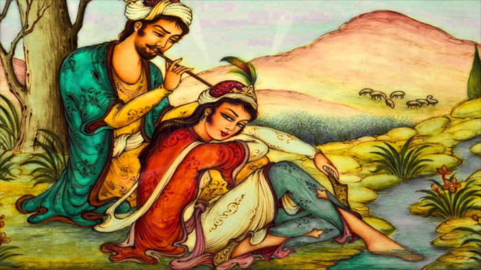 ilustrasi Kisah Layla Majnun, dalam visual tempo dulu.