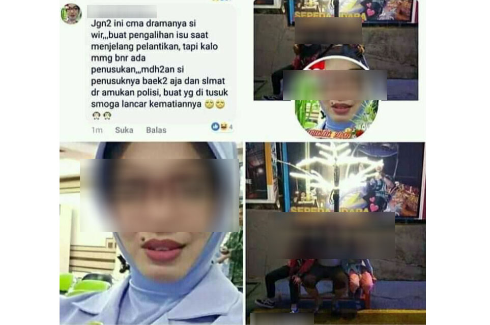 Tangkapan layar dari media sosial FS, istri dari Peltu YNS, anggota Satpom AU Lanud Muljono, Surabaya