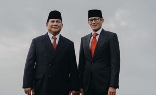 Prabowo dan Sandi hadiri pelantikan Presiden dan Wakil Presiden di Gedung MPR, Minggu, 20 Oktober 2019. (Foto: Ant)