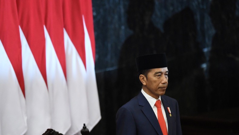 Presiden Jokowi saat dilantik di gedung MPR, Minggu, 20 Oktober 2019. (Foto: ant)