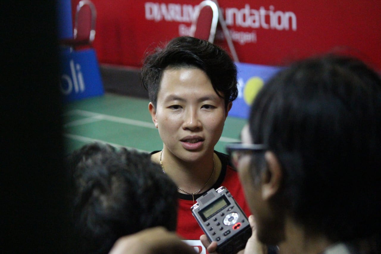 Mantan atlet bulutangkis Indonesia, Liliyana Natsir saat di Surabaya. (Foto: Haris/ngopibareng.id)