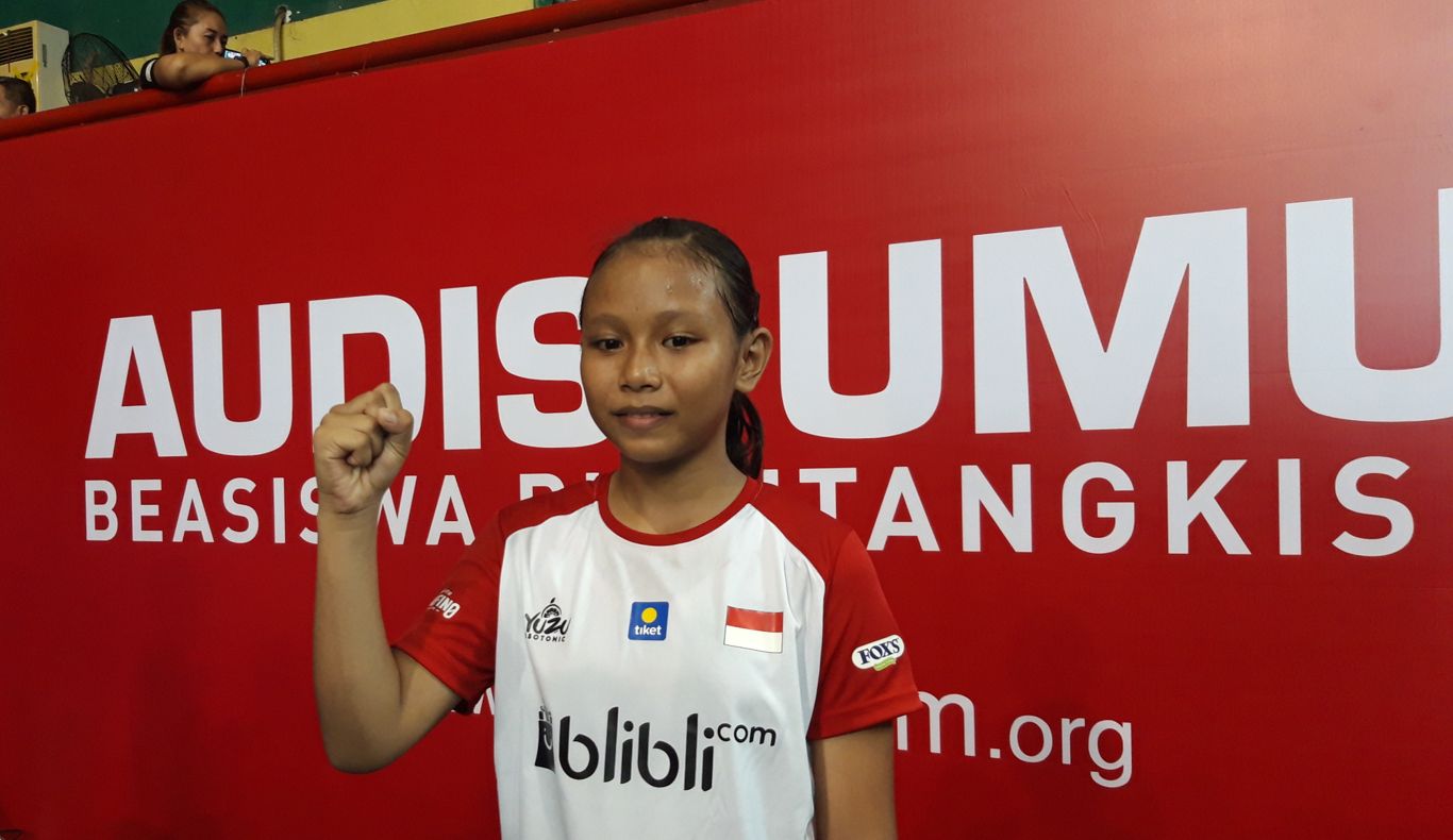 Vivi Silvia jadi satu atlet putri U-13 perwakilan Kota Surabaya yang lolos ke Kudus. (Foto: Haris/ngopibareng.id)