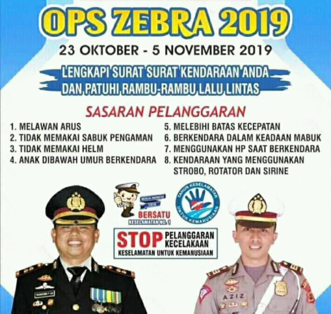 Operasi Zebra digelar pada 23 Oktober-5 November 2019.