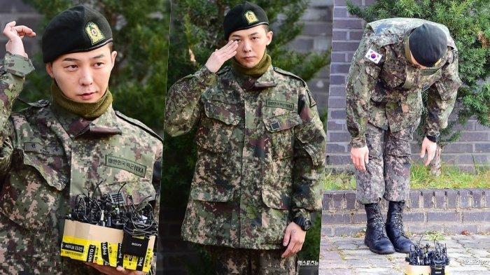 G-Dragon, member boygroup Korea, BIG Bang memberi hormat dan membungkukkan badan atas sambutan dirinya selepas wajib militer, Sabtu 26 Oktober 2019. (Foto: Xsportnews.com)