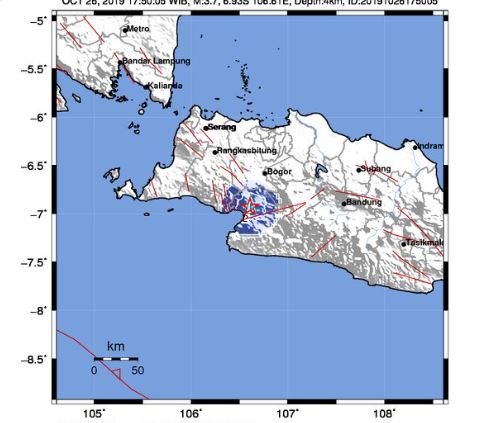 Gempa di Sukabumi, Jawa Barat. (Foto: Twitter BMKG)