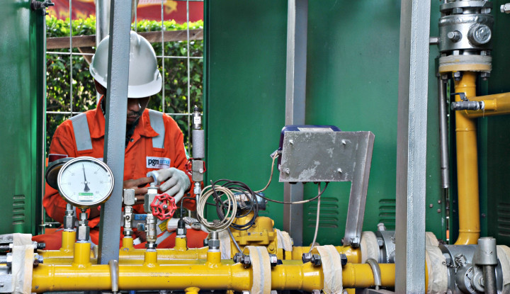 Petugas dari PT PGN sedang memeriksa jaringan gas milik mereka. (Foto: Antara/Feny Selly)