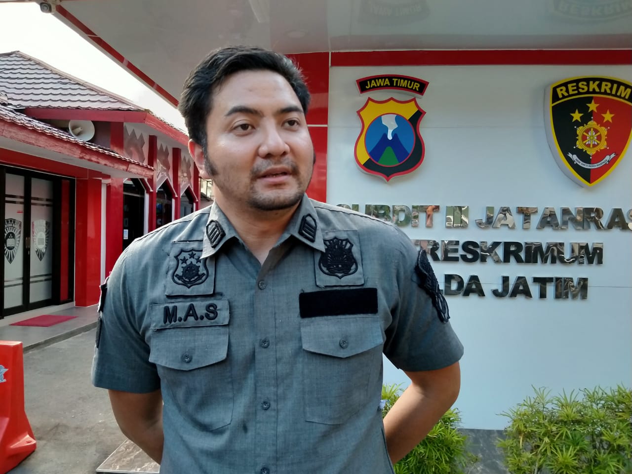 Kanit V Subdit III Jatanras Ditreskrimum Polda Jatim, M. Aldy Sulaiman, saat ditemui di Gedung Ditreskrimum Polda Jatim, Surabaya, Kamis 31 Oktober 2019. (Fariz/ngopibareng.id)