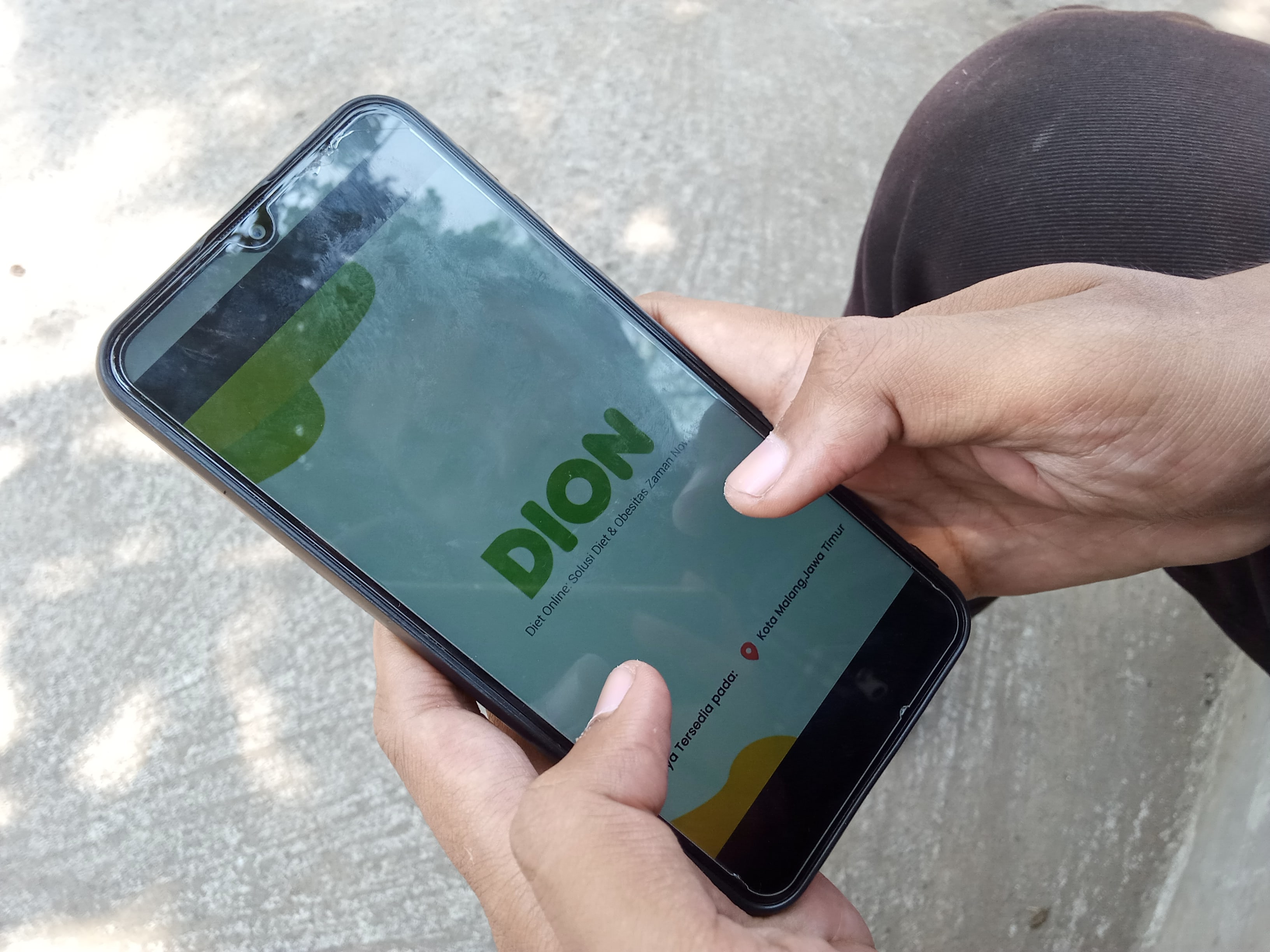 Tampilan aplikasi Diet Online (Dion) di telepon genggam. (Foto: Theo/ngopibareng.id)