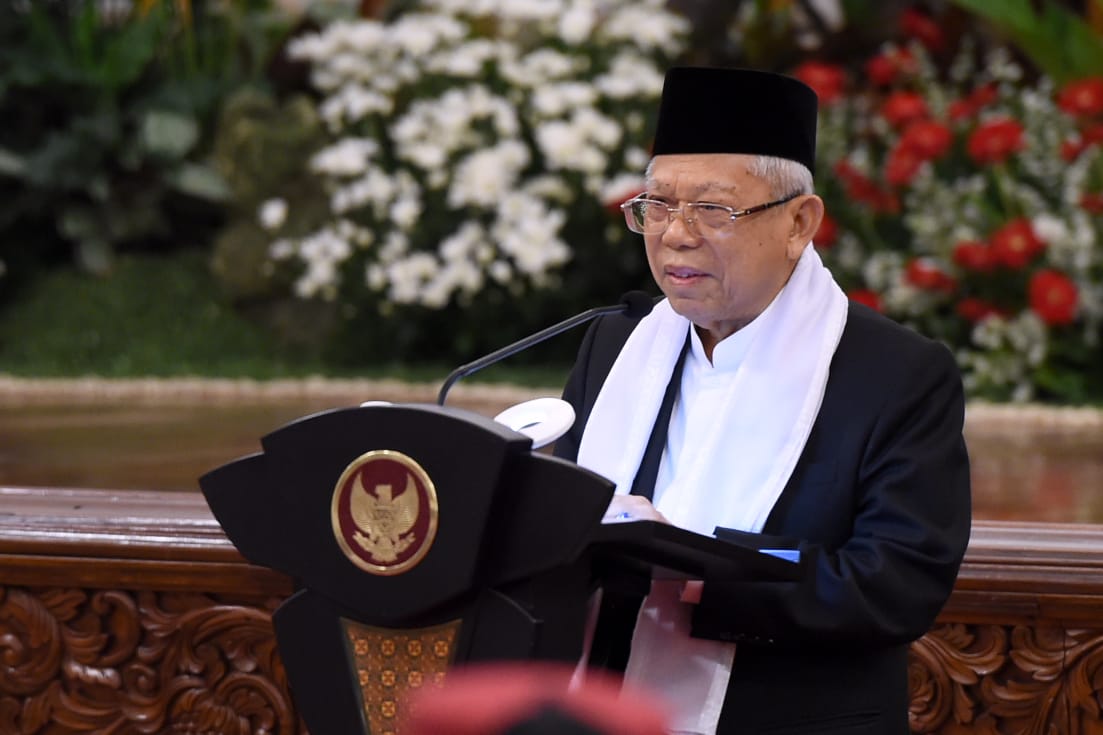 Wakil Presiden KH Ma'ruf Amin di acara Maulid Nabi Muhammad SAW di Istana Negara, Jumat 8 November 2019. (Foto: Setpres)