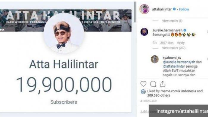 Subscribers Atta Halilintar hampir 20 Juta. (Foto: instagram)