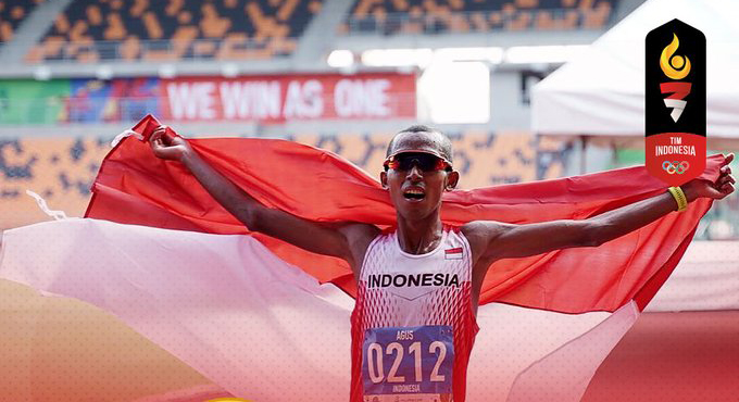 Agus Prayogo raih emas dari nomor marathon. (Foto: Twitter/@TimINAOfficial)