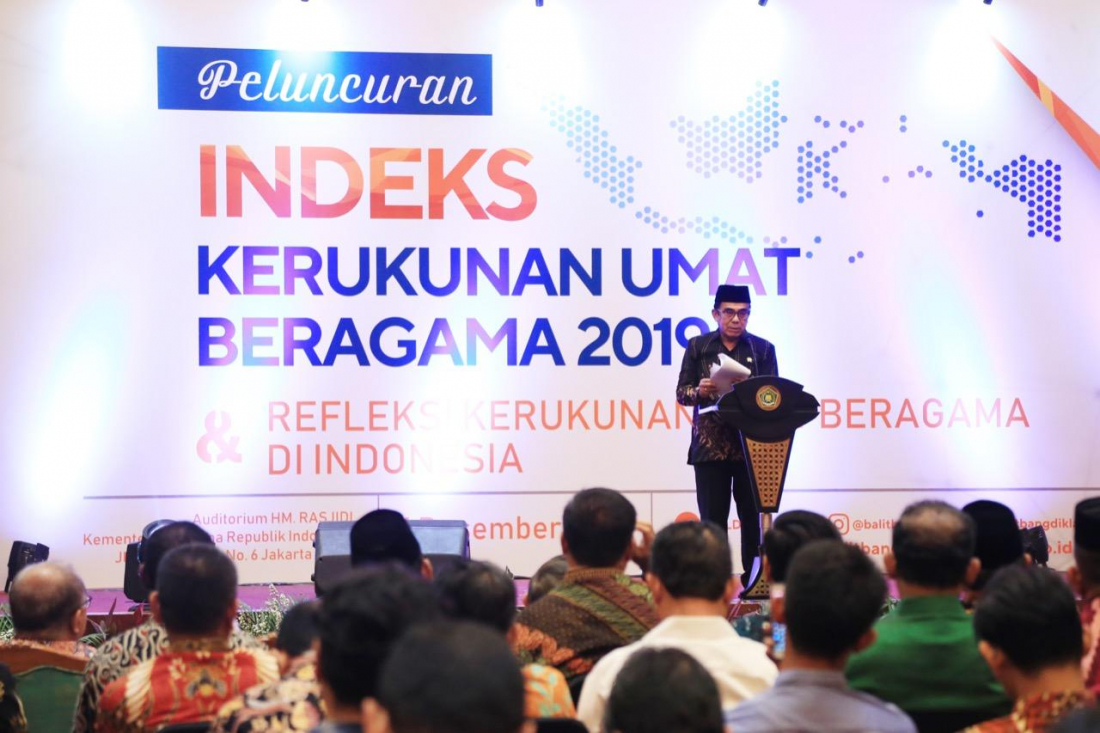 Menag Fachrul Razi saat menyampaikan nilai Indeks KUB 2019, di Jakarta. (Foto: Istimewa)