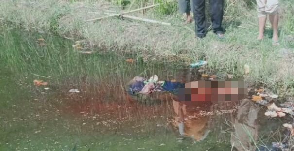 Jenazah Mustafa Syarif ditemukan di kolam pemancingan dalam kondisi kaki dan tangannya diikat. (foto: Istimewa/ngopibareng.id)