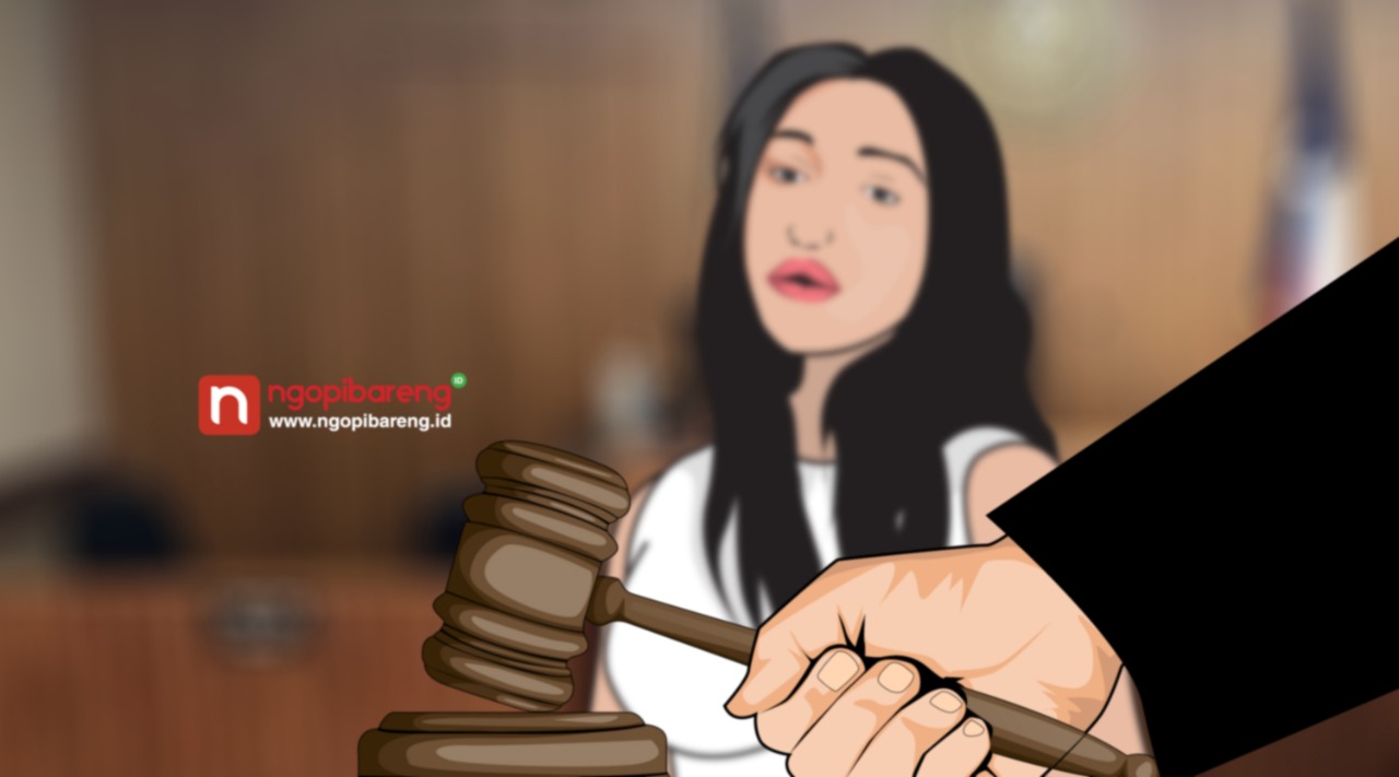 Ilustrasi hakim yang terlibat masalah perempuan. (Grafis: Vidhi/ngopibareng.id)