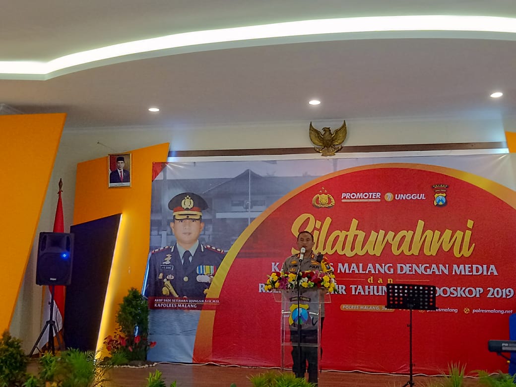 Kapolres Malang, AKBP Yade Setiawan Ujung saat rilis Kaledoskop Akhir Tahun 2019. (Foto: Istimewa)   