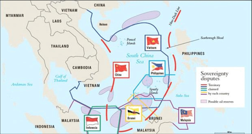 Peta sembilan garis putus-putus klaim China atas Perairan Natuna. (Foto: Istimewa)
