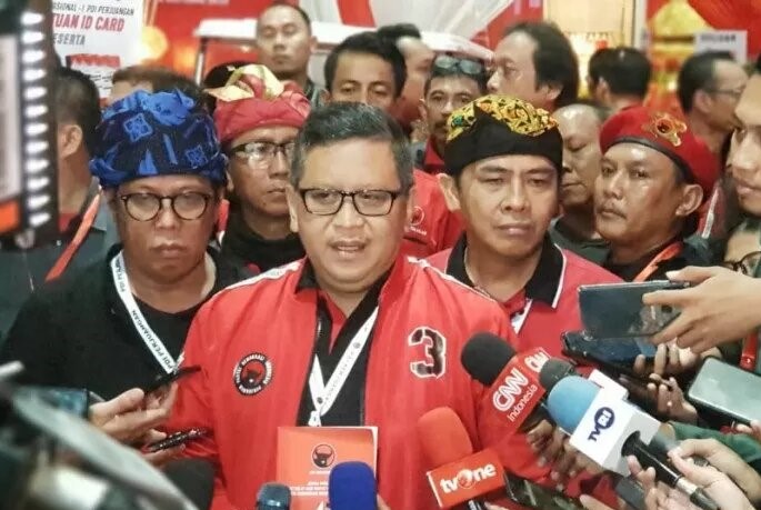 Sekjen PDI Perjuangan Hasto Kristiyanto saat memberikan keterangan pers. (Foto: Ant) 