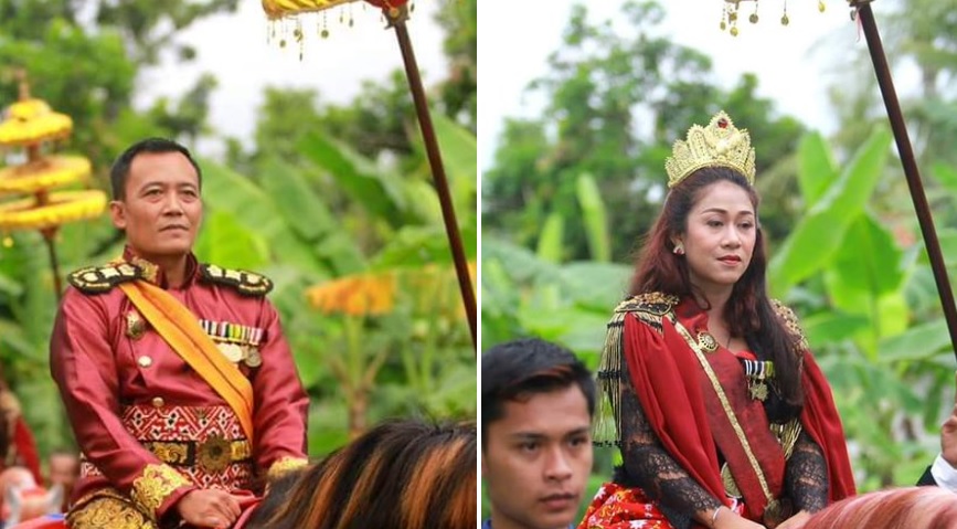 Raja Keraton Agung Sejagat, Sinuhun Totok Santosa Hadiningrat, dan Kanjeng Ratu Dyah Gitarja alias Fanni Aminadia. (Foto: Facebook)