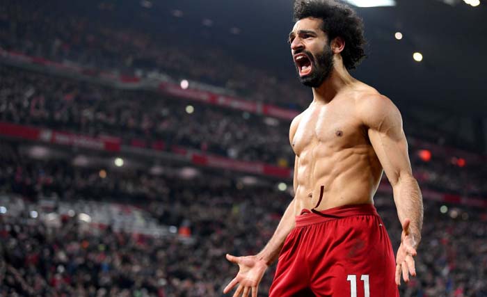 Mo Salah usai mencetak gol ke gawang Manchester United Senin dini hari. (Foto:BootRoom)