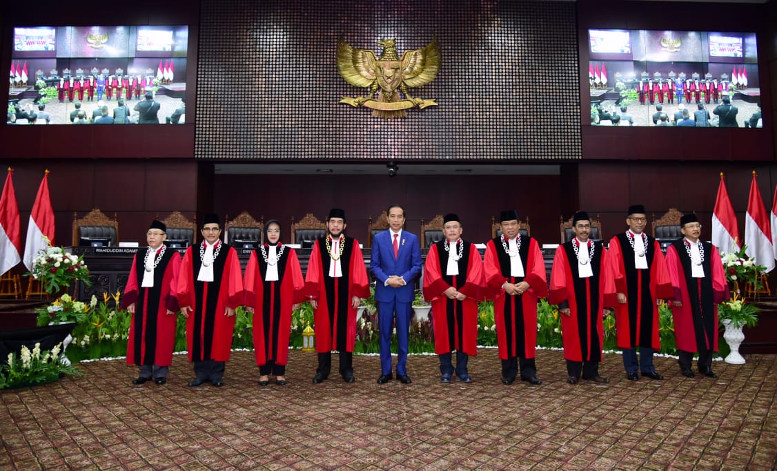 Presiden Joko Widodo (Jokowi) pada acara Penyampaian Laporan Tahunan Mahkamah Konstitusi (MK) tahun 2019, pada Selasa, 28 Januari 2020. (Foto: BPMI setpres)