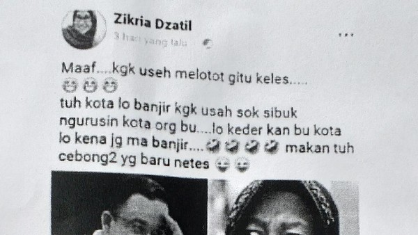 Postingan penghina Wali Kota Surabaya Tri Rismaharini. (Foto: Istimewa)