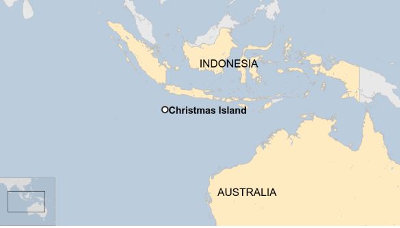 Lokasi Pulau Christmas Australia yang terpencil dan dekat dengan Indonesia. Lokasi karantian itu banyak dikritik karena disebut tak layak. (Foto:BBC)
