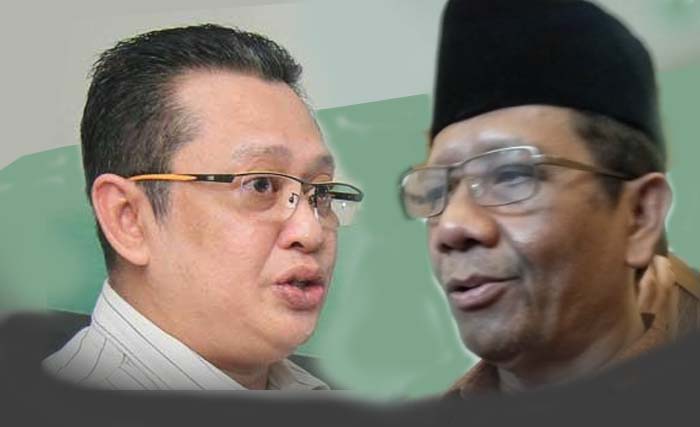 Ketua MPR Bambang Soesatyo (kiri) dan Menko Polhukam Mahfud MD. (Foto:Ngopibareng)