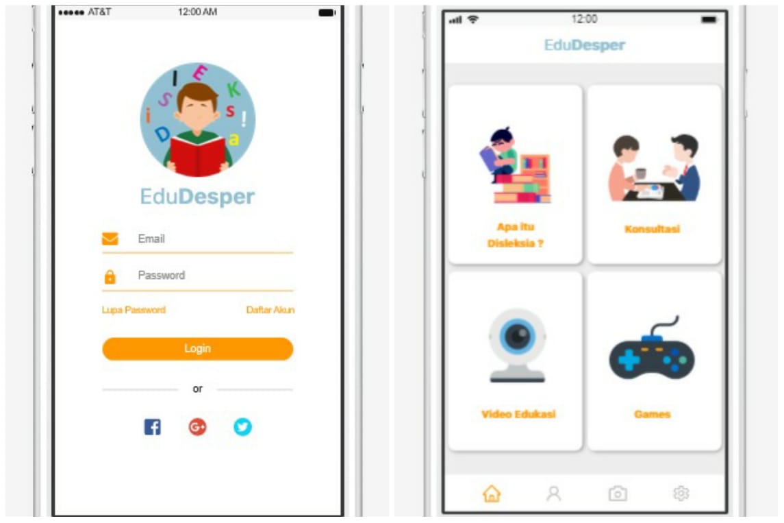 Tampilan depan aplikasi EduDesper yang dikembangkan mahasiswa Undika (foto: dok.pribadi)